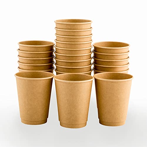 Image of Restaurantware 12 Ounce Disposable Coffee Cups, Pack of 25 Double Wall Paper Drinkware - Insulated with a Rolled Rim, Ideal for Takeaways, Tea, Iced Tea, Hot Chocolate, Cold Beverages and More