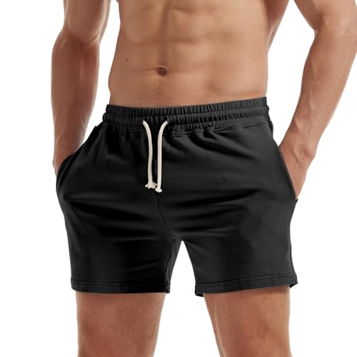 Sweat Naturally: Athletic Shorts for Men Who Prefer the Real Thing AIMPACT Mens Workout Sweat Shorts 5 Inch Cotton Casual Fitness Me...