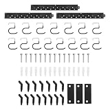 QUARKZMAN Portaherramientas de Jardín Kit, Soporte Plástico de Pared Empalmable con Ganchos Negro para Herramientas Colgador para Escobas Fregonas Sótano Garaje, 120cm Largo Total
