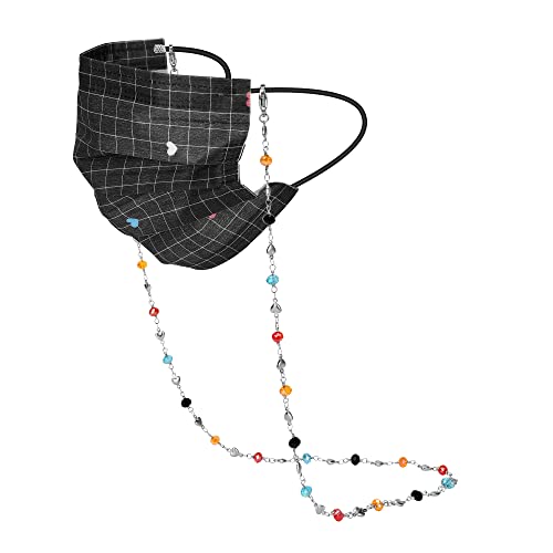 Image of Eyeglass Chain Silver Stainless Steel Handmade Necklace for Reading Glasses Sunglass Beaded Chains for Men Women
