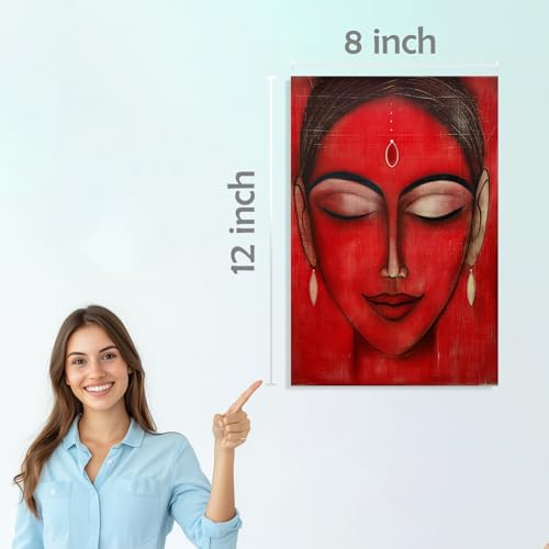 Image of SiddArtify Red and Teal Indian Women Art Print Set - Sticker - 8x12 Inch - Pack of 6 Wall Room Decoration art Poster Prints