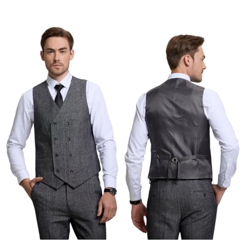 Men's Suits Retro 3 Piece Suit Tweed Herringbone Slim Fit Groom Tuxedos Set Prom Jacket Blazer Vest Pants3