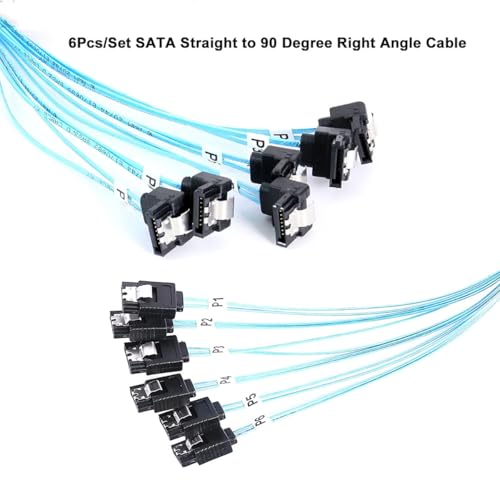 Cable de datos SATA 6X 7-Pin recto a 6X SATA 90° 1m miniatura 3