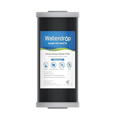 Waterdrop Whole House CTO Carbon Sediment Water Filter Cartridge Replacement for GE® FXHTC, GXWH40L, W10-PR, Culligan® RFC-BBSA,10"X4.5", 5 Micron, 1Pack