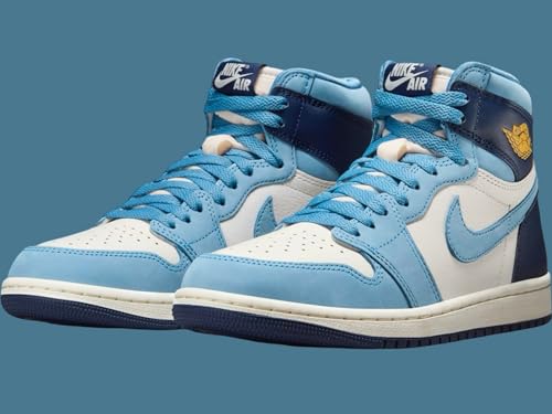 Nike Air Jordan 1 Retro High OG White Gold Women's Shoes (FD2596-400, University Blue/Sail/Midnight Navy/University Gold) Size 5