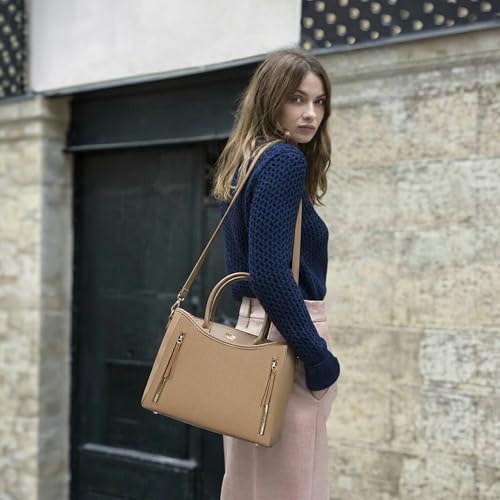 Image of EXOTIC Alvara Tote Bag for Women | Multi-Compartment Handbag with Laptop Space, Front Zip Pockets & Luggage Sleeve | Premium PU Leatherette Work & Travel Tote