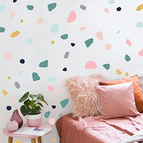 120 Pieces Terrazzo Polka Dot Irregular Wall Stickers Removable Arch Adhesive Stone Wall Stickers Abstract Wall Decal Wallpaper For Bedroom Nursery Room Wall Decorations (Pink) #TOP19