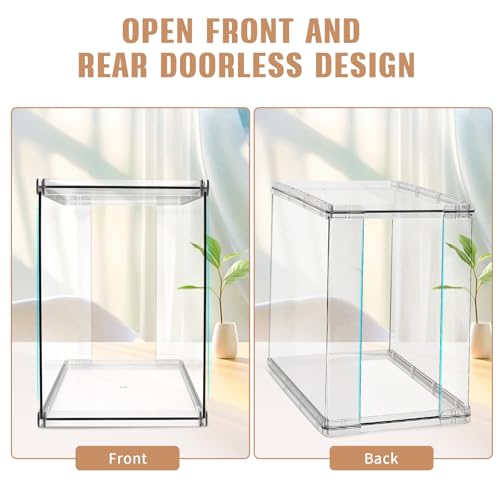 Hivexagon 3er-Pack Handtaschen-Vitrine aus Acryl, stapelbar, leicht zugänglich, mit offener Vorder- und Rückseite, ohne Türen, geeignet für Handtaschen und Sammlerstücke – 2 kleine und 1 große Vitrine