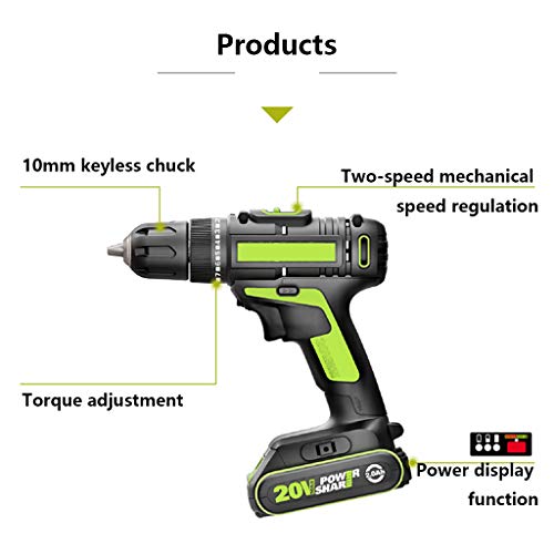 QHYXT 20-V-Akku-Bohrmaschine, Elektro-Bohrschrauber, 3/8-Zoll-Schnellspannfutter aus Metall, 2-Gang-Einstellung, 15 + 1… – Bild 7