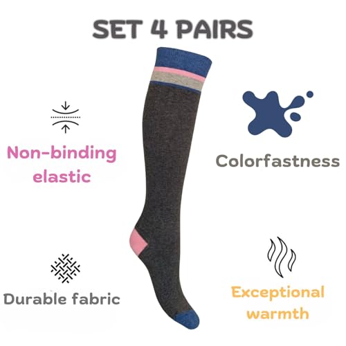 Image of Cotton Knee High Socks for Women Made in Italy, Long Socks for Women (One Size Fits All) Women Dress Socks