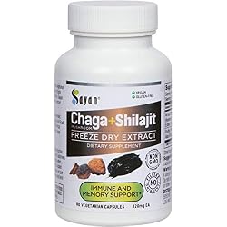 Sayan Siberian Chaga Mushroom Extract with Shilajit 90 Capsules/420mg ea.– Immune and Digestion System Support – Fulvic Acid Supplement – Energy & Clarity – Exclusive Blend – No Fillers