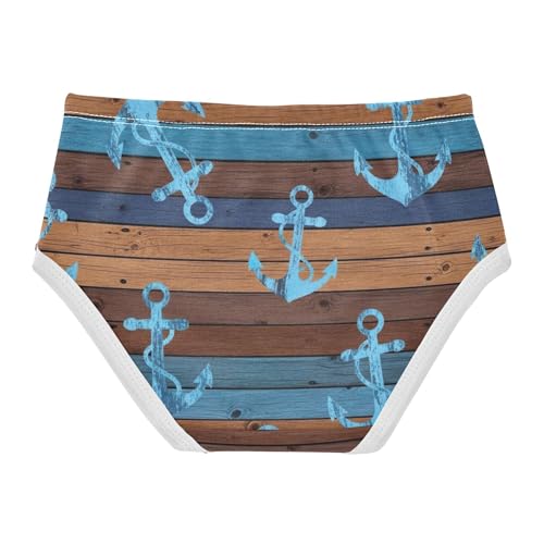 Blue Anchors Wooden Brown Girl Panties Cute Girls Underwear Toddler Cotton Colorful Briefs Underpants 2t2