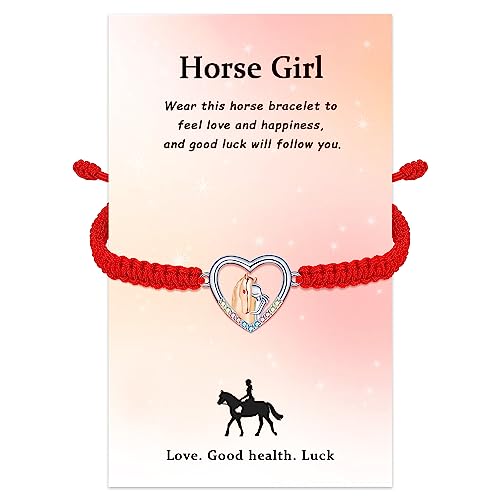 J.Endéar Bracelet Horse Gifts for Women, 925 Sterling Silver Cord Rope Handmade Braided Bracelet Adjustable, Lady Jewelry Luck Gift for Horse Lovers