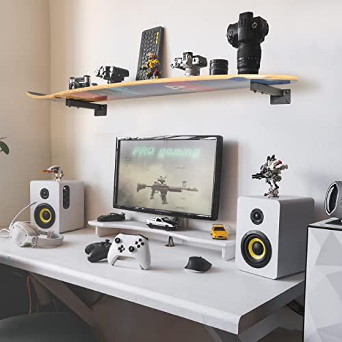 Image of Skateboard Wall Mount, Longboard Skateboard Deck Rack Mount on Wall, Skateboards Floating Shelves Brackets, 4 Pack