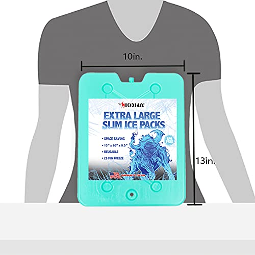 Kona Ice Packs for Coolers - No Ice Required - Cooler Ice Packs Bulk 20 Pack - Reusable Long Lasting (-5C) Large Thin Freezer Packs - Freezes in 25 Minutes (20)