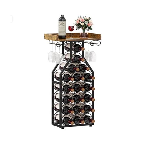 Soporte para botellas whiskey capacidad 19 botellas 6 copas miniatura 1