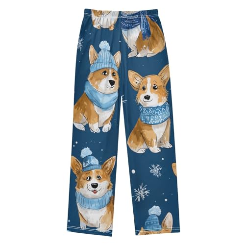 ZZXXB Lovely Puppy Dogs Snow Boys Long Pants Soft Trousers Elastic Waist Kids Lounge Bottoms with Pockets S-XL2