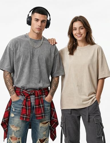 Image of Arssm Men Oversized T Shirts Vintage Tee Loose Fit Short Sleeve Casual Streetwear Baggy Washed Unisex Tops