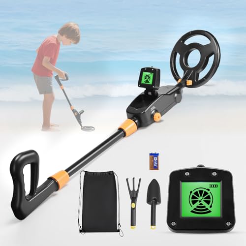 【Ottimo Regalo】I metal detector per bambino sono realizzati in materiale ABS di alta qualità. Sono resistenti all'usura e durevoli. È il regalo perfetto per i bambini. La confezione include una pala e un rastrello per un divertimento extra nell'esplorazione. Può aumentare le emozioni tra genitori e figli, permettendo ai vostri bambini di provare il divertimento della caccia al tesoro e di avvicinarsi alla natura.