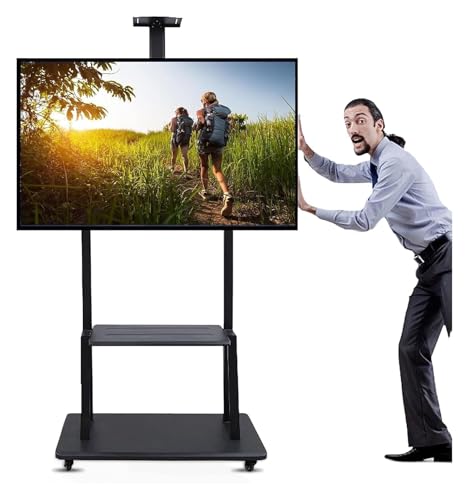 Soporte móvil ajustable para TV con ruedas y almacenamiento miniatura 1