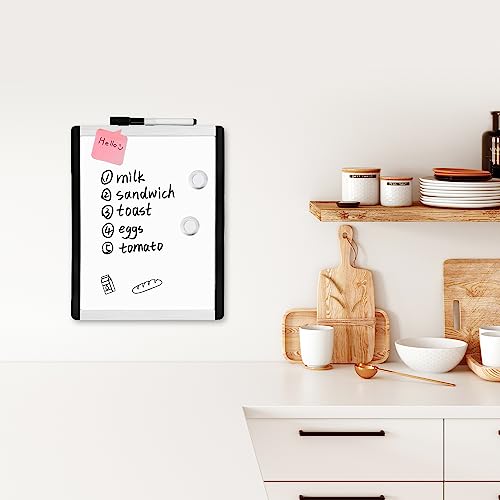 amazon basics small dry erase whiteboard magnetic whiteboard with marker and magnets 8534 x 1134 plasticaluminum frame