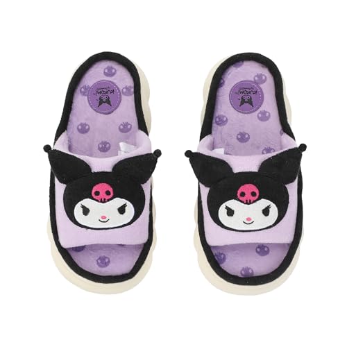 Bioworld Kuromi 3D Character Face Art Women's Purple Open-Toed Slide Slippers2