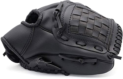 Weiyon Baseball Glove With Baseball Catcher's Mitt Pu Leather Left Hand Gloves 10.5/11.5/12.5 For Kids Youth Adult [Right Hand Throw] (Black, 11.5) #TOP2