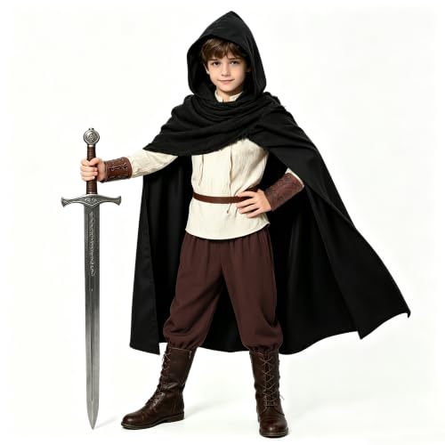 Image of 8 Pcs Medieval Costume for Boys Renaissance Viking Pirate Tunic Outfit for Kids