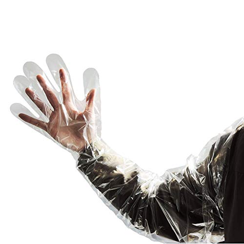 Lucky Farm 50Pcs Veterinary Disposable Gloves Transparent Long Arm Examination Artificial Insemination Glove for animal