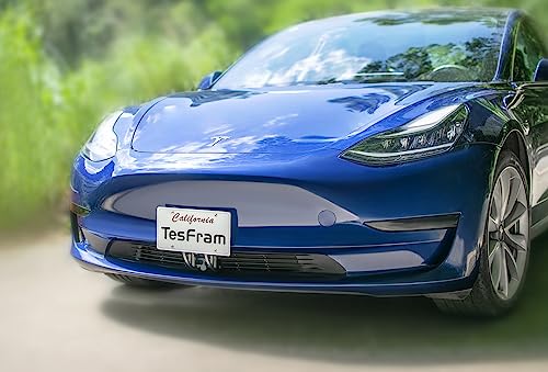 Tesfram Front License Plate Mount For 2023-2017 Tesla Model 3 - Upgrade Grille-Safe - Height-Adjustable, High-Density Metal-Made, No Drill License Plate Holder (2Nd Version) #TOP3