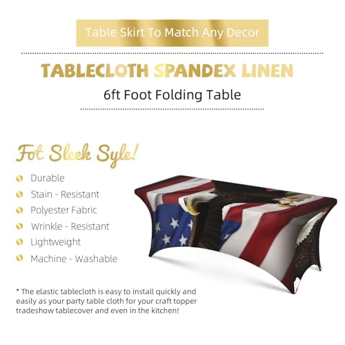 Nappe élasthanne drapeau américain lavable housse table rectangulaire mariage - 5