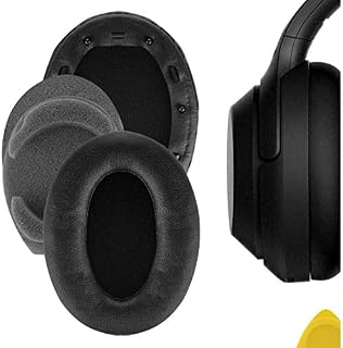 Geekria QuickFit Protein Leather Replacement Ear Pads for Sony WH-1000XM3 Headphones Earpads, Headset Ear Cushion Repair Parts (Black)