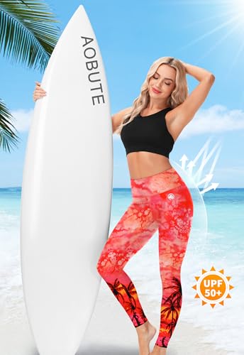 Image of AOBUTE Women Swim Pants UPF 50+ Rash Guard Pants High Waisted Swimming Leggings