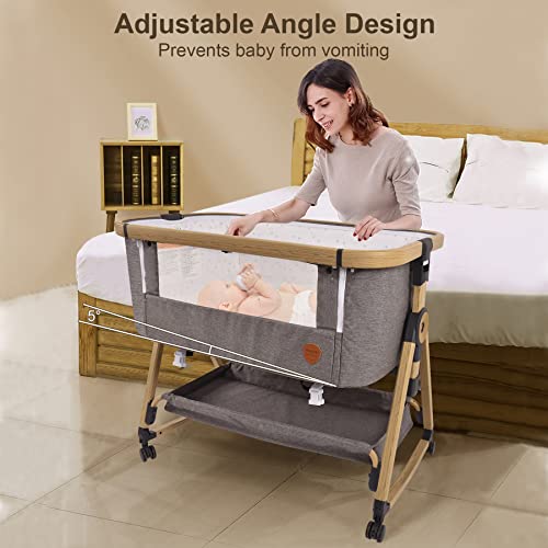Maydolly Baby Bedside Sleeper, Baby Bassinets Baby Crib With Storage Basket And Wheels, Adjustable Height Portable Baby Bed For Infants #TOP2