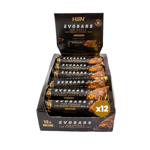 Imagen de HSN Evobars Barritas de Proteínas 19g Proteína Brownie Pack 12x60g Bajas en Azúcar y Sin Aceite de Palma Snack Fitness Crujiente Alternativa a Batidos de Proteína