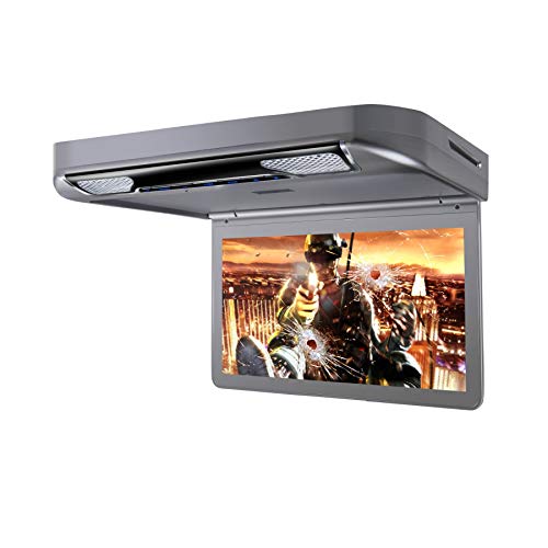 XTRONS Grey 13.3" HD 1080P Video Car MPV Roof Flip Down Slim Overhead DVD Player Wide Screen Ultra-Thin with HDMI Input