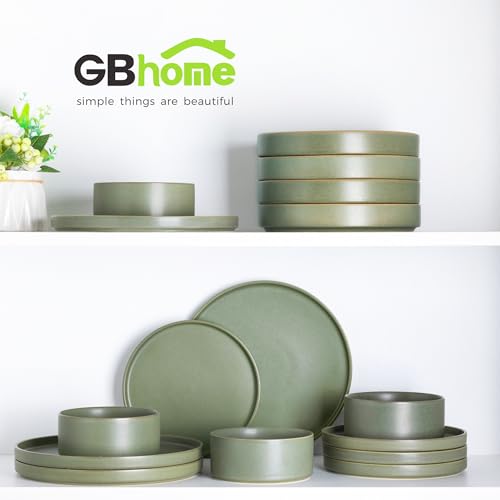 GBHOME Ceramic Dinnerware Sets for 8, Stoneware Plates and Bowls Sets, Chip and Scratch Resistant Dishes, Dishwasher & Microwave& Oven Safe Dishes sets, Reactive Glaze-Green by GBhome - Image 7