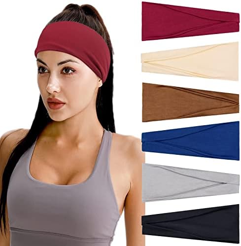 KavyaFascia per capelli da donna, sportiva, 6 pezzi, sottile, all...