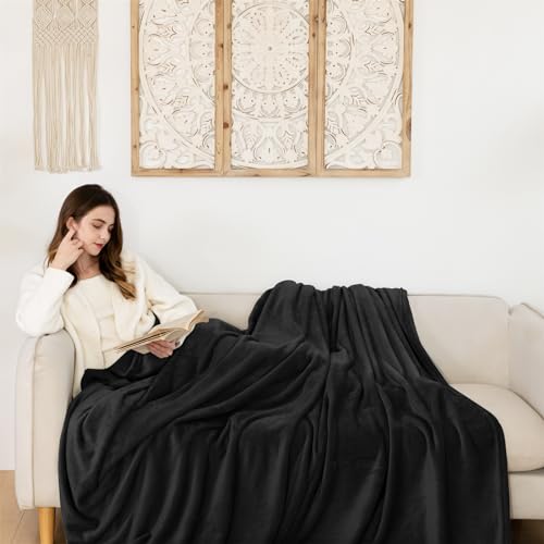 Good Nite Coperta Pile Singolo 150 X 200 Cm - Super Morbida, Calda Invernale, Per Divano, Copriletto - Plaid Nero - 6