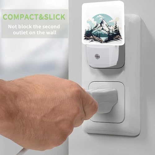 Image of Nordic Forest Mountain Night Light, Night Light Plug into Wall with Dusk to Dawn Sensor, LED Lamp Energy Saving Lights for Men Women Boys Girls,Lamp for Bedroom Bathroom Hallway