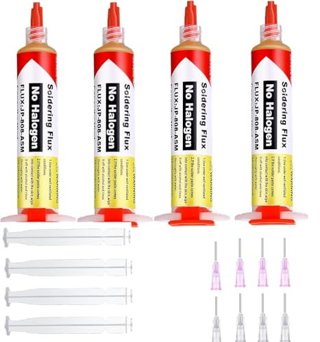 Image of 10ml 8341 No Clean Solder Flux Paste Soldering Flux 40ml Pneumatic Dispenser with Plunger and Dispensing Tip for Electronics Pcb Ic Cellphone Cpu Led Bga Repairing-4 Pack