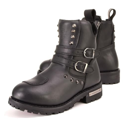 Image of Milwaukee Leather Premium Black Leather Motorcycle Riding Boots for Women Collection MBL - 10