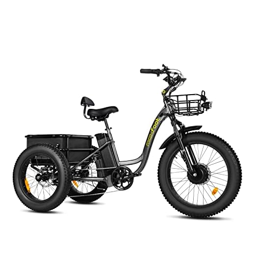 NF NIGHTFIRE Maxfoot Electric Tricycle,Electric Trike Fat Tire Bicycle Trike 3 Wheel Ebikes,65+ Miles,750W 17.5Ah Removable Battery, MF307 Ebikes 350lbs Carry with Waterproof Rear Basket Bag (Grey)