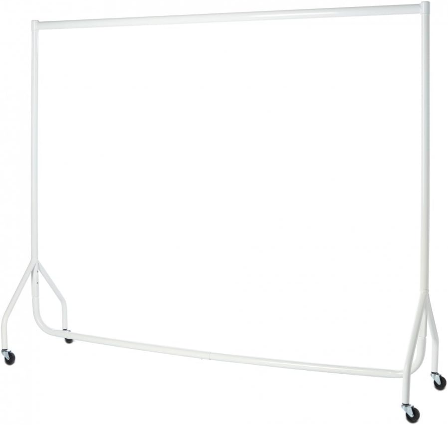 Heavy Duty White Clothes Rail 6ft Long x 5ft High Garment Storage Rack 32mm Steel Tube White