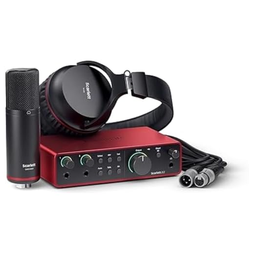 Focusrite Scarlett 2i2 Studio 4.ª gen. paquete de interfaz de audio USB pensada para los compositores, con micrófono de condensador y auriculares para grabar, retransmitir y emitir pódcast