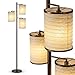Brightech Liam - Asian Lantern Shade Tree LED Floor Lamp - Tall Free Standing Pole with 3 LED Light Bulbs - Contemporary Bright Reading Lamp for Living Room, Office - Bronze