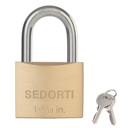 Image of SEDORTI Weatherproof Padlock with Stainless Steel 304 Short Shackle and Solid Brass Body, 1-9 /16 in. Wide, 12 Padlocks Keyed Alike, Marine Grade Rustproof Lock for Outdoors Use