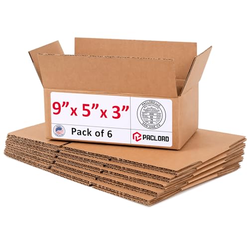 Image of Small Cardboard Boxes 9 inchL x 5 inchW x 3 inchH (Pack of 6) - USA-Made Packing Boxes for Moving, Shipping, or Storage - USPS, UPS, FedEx Approved - Professional Packing Supplies for Moving