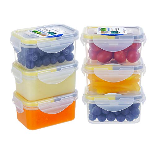 Easylock Lot de 6 boîtes de conservation alimentaire en plastique avec couvercles hermétiques et anti-fuites pour aliments Sans BPA, passe au micro-ondes, au réfrigérateur et au congélateur 180 ml Cover