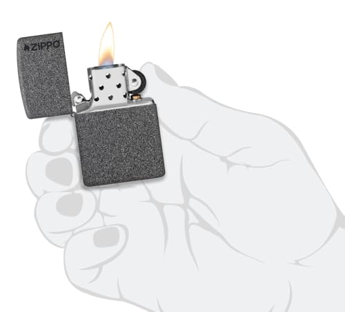 Image of Zippo Classic Iron Stone Zippo Logo, Pocket Fuel Windproof Lighter (BIS Certified)